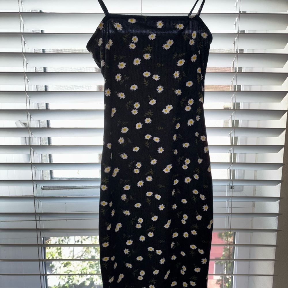 Justify Black Midi Dress with White Floral Pattern